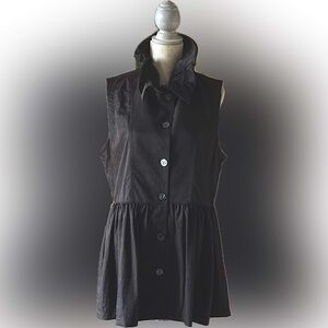 Custom Black Taffeta Top HUGE SALE! High or Flat Ruffled Wired Neck NWOT XL-L